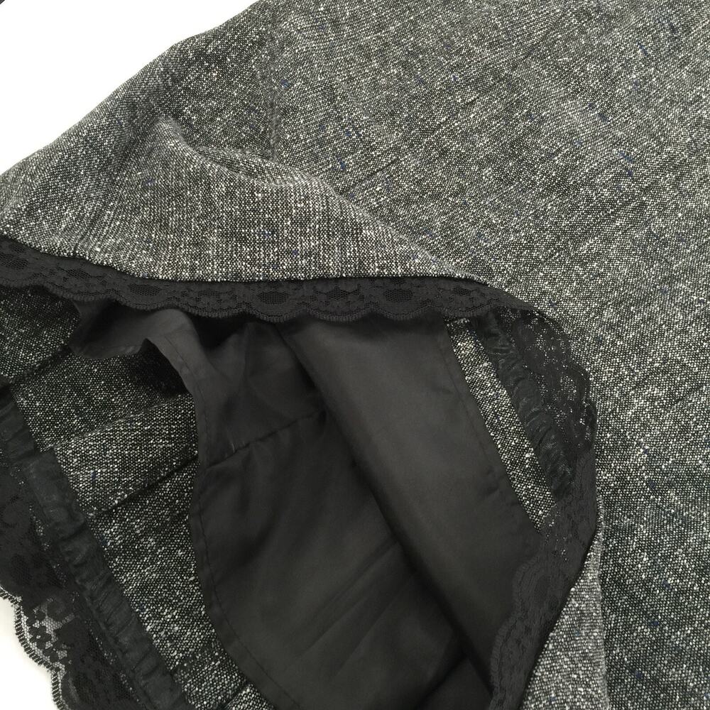 Worthington Lace Lined Tweed Pencil Skirt Size 2P Petite Gray Black Career Goth - Picture 4 of 8